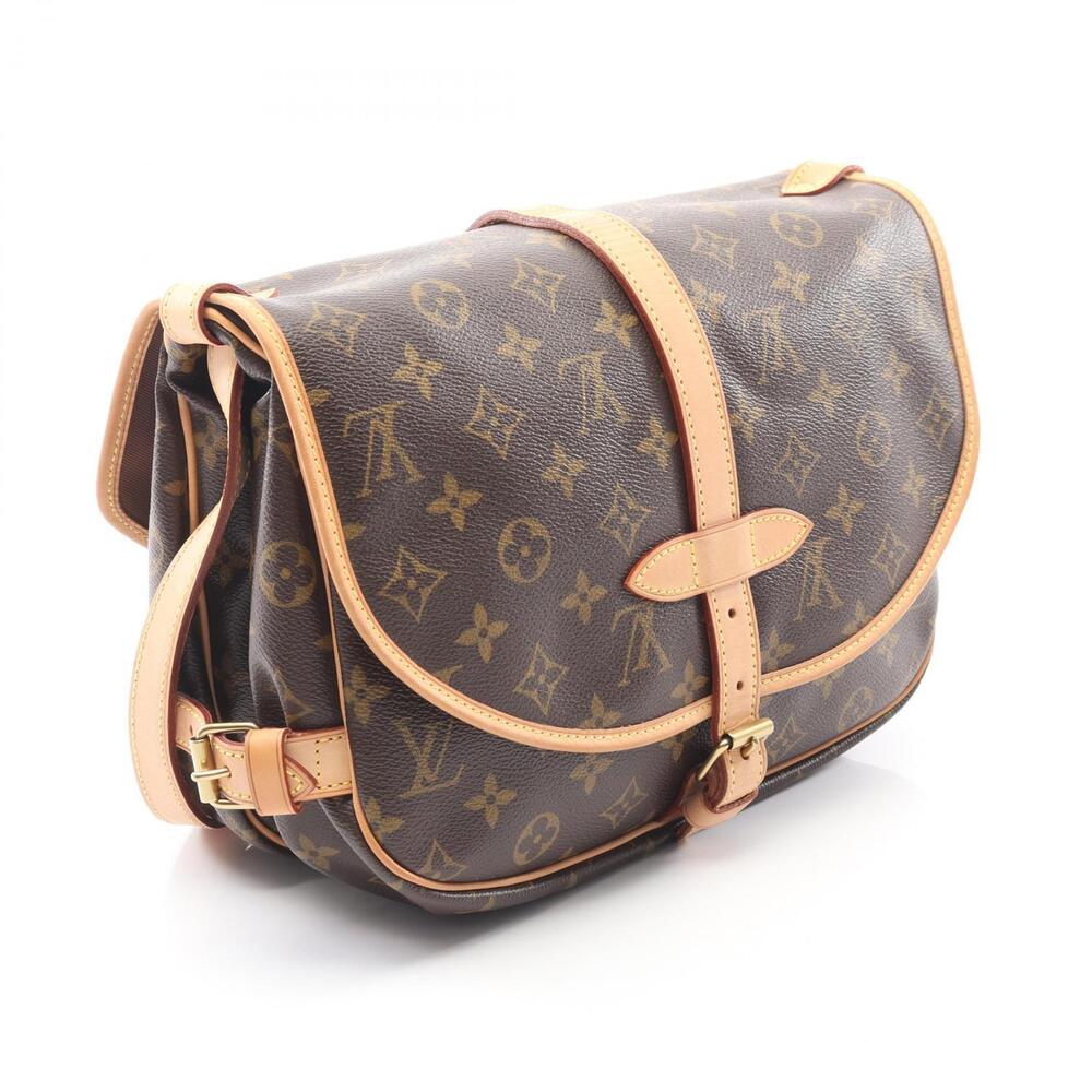 Louis Vuitton Saumur Shoulder Bag Canvas Leather Monogram Brown